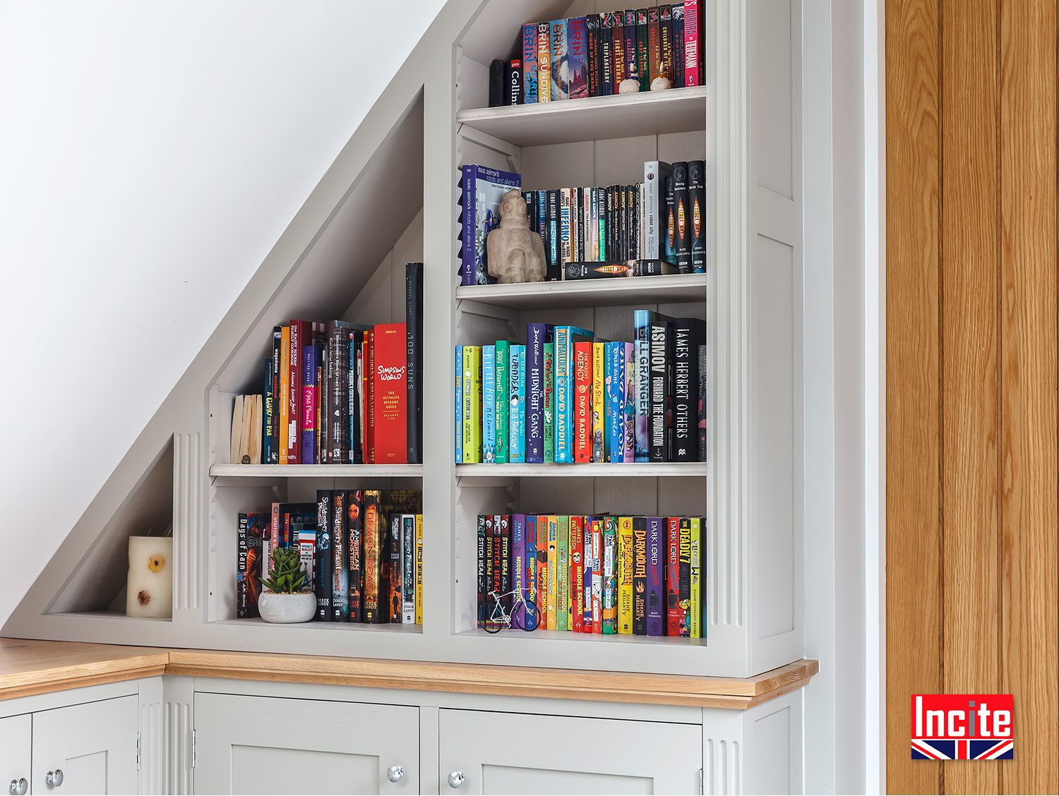 Custom Oak and Painted Loft Study Fitted Furniture Incite Interiors